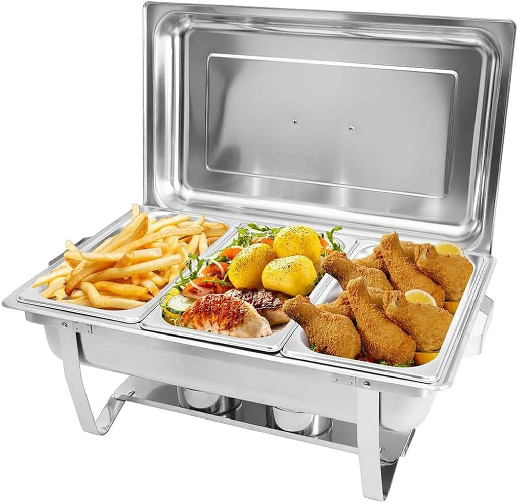 8 Quart Stainless Steel Chafing Dish Set with Food Pans W801485