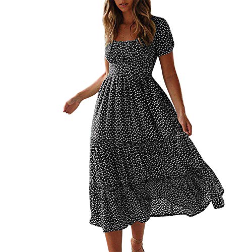 Womens Flowy Short Sleeve Empire Waist Smocked Dress L7286