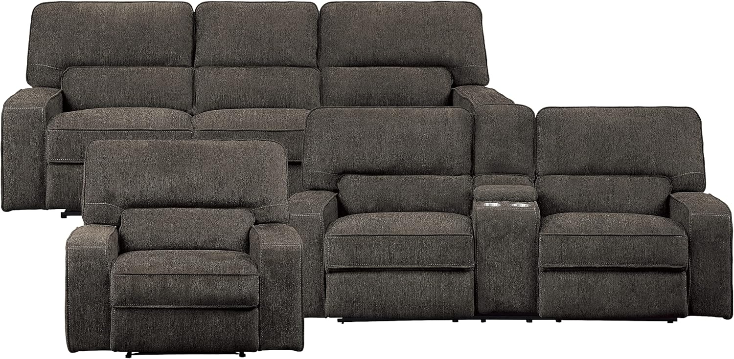 3-Piece Chenille Fabric Power Reclining Sofa Set, Chocolate G61565