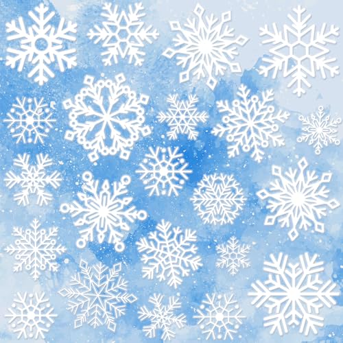 45 Pcs Christmas Snowflake Window Gel Clings N946542