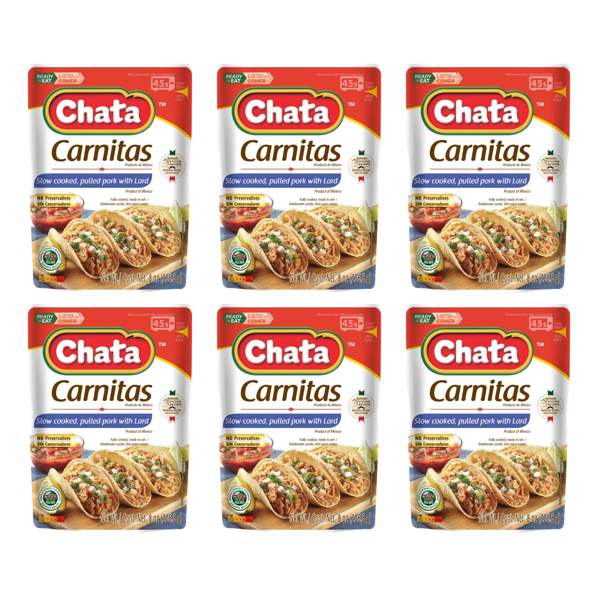 Pork Carnitas Pouch, 8 oz, Pack of 6 K880