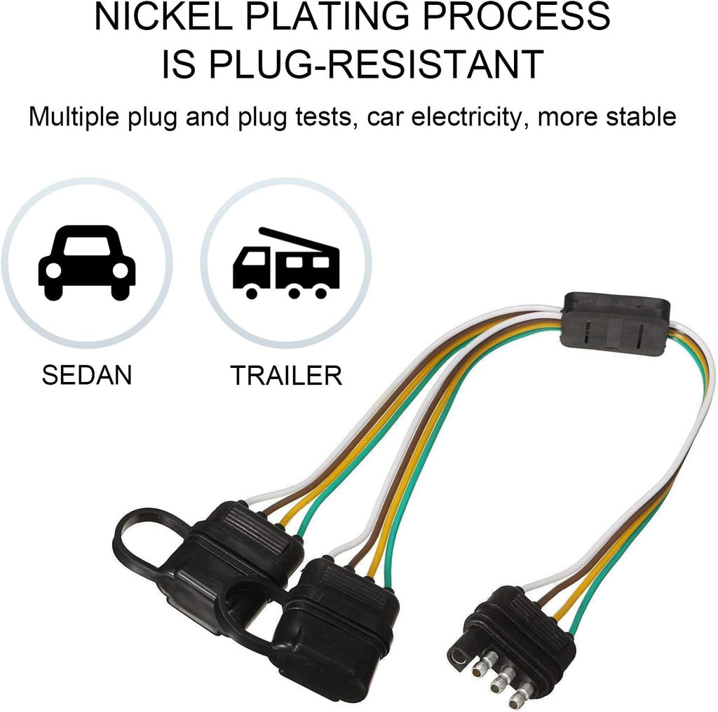 17.7" 4 Pin Flat Plug Y-Type Splitter Wiring Harness with Dust Cover P31555