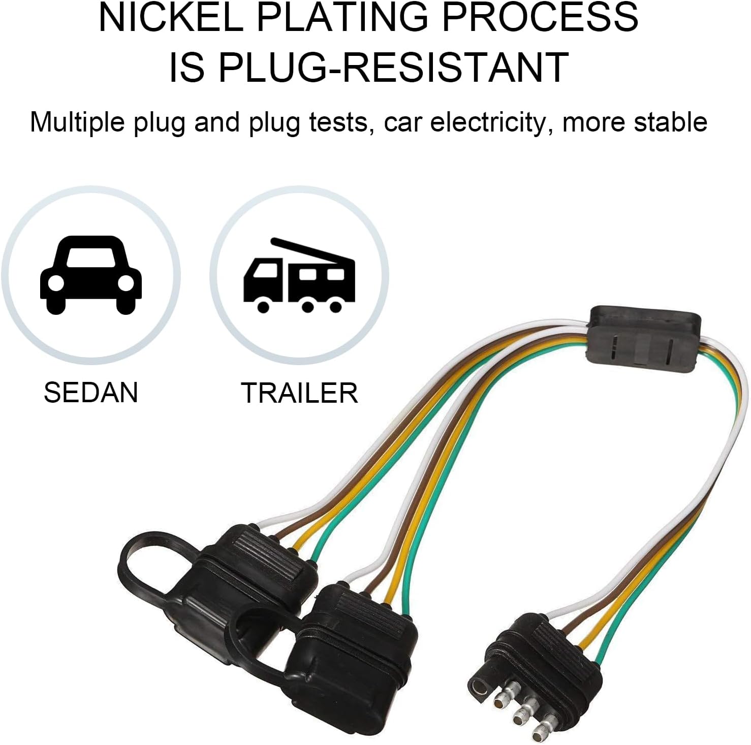 17.7" 4 Pin Flat Plug Y-Type Splitter Wiring Harness with Dust Cover P31555