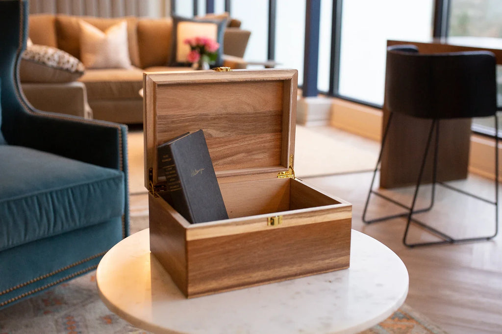 Acacia Wooden Storage Box with Hinged Lid T1535