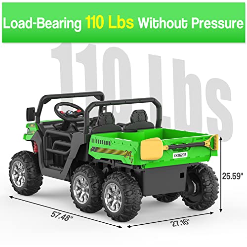 Ride On Dump Truck with Remote Control Electric UTV Vehicles with Electric Dump Bed, 4WD 6 Wheels Ride On Toys E7580