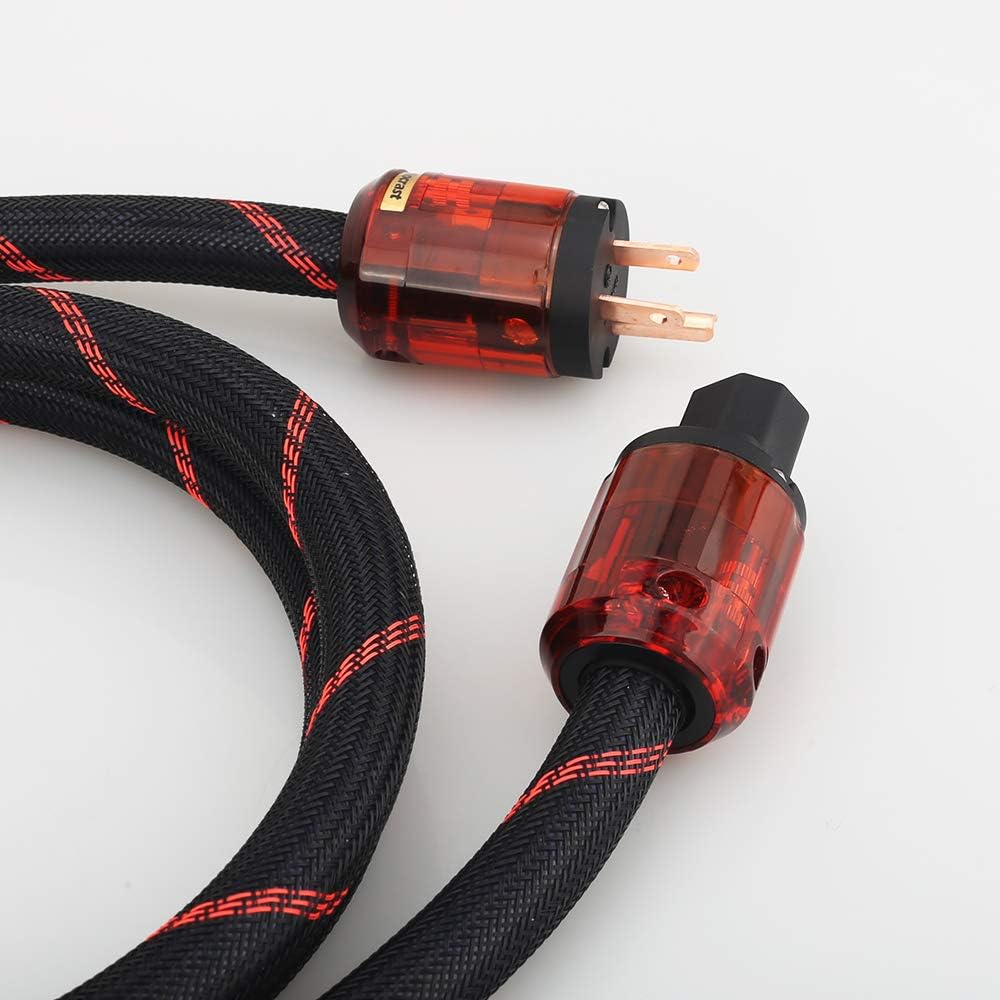 HiFi Power Cable, 125V 15A, Copper Shielding, Braided Sleeve, 6.6FT G1158