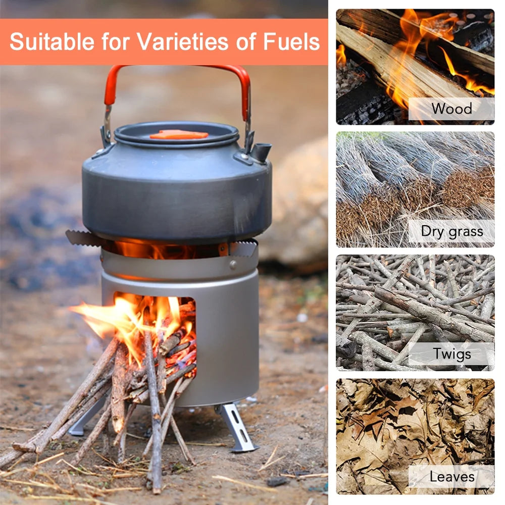 Titanium Camping Stove Ultralight Folding Wood Burning Stove G342978
