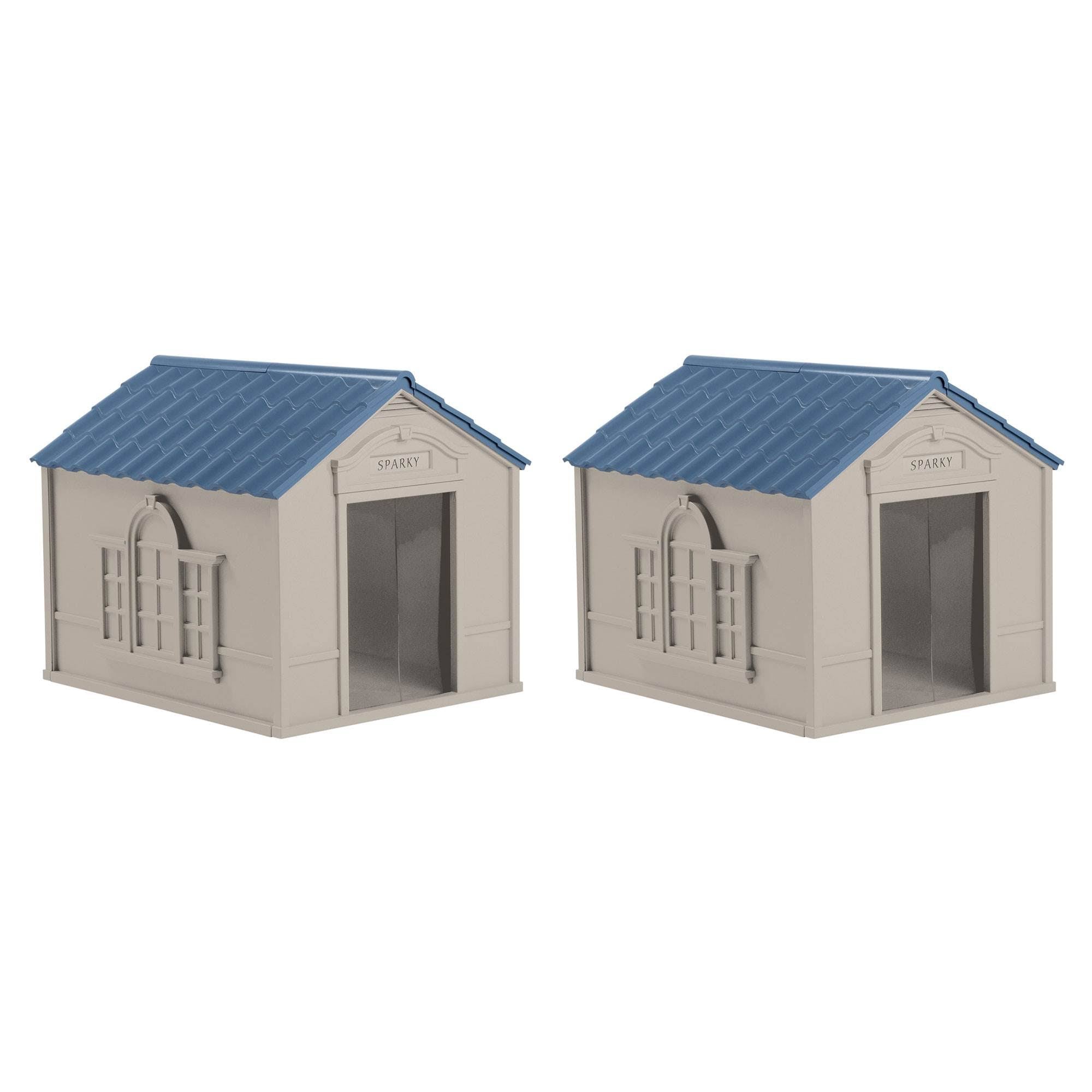 Large Weatherproof Resin Dog House (2 Pack) C19549