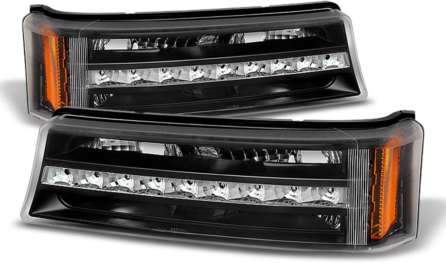 Black Housing Dual Halo Projector Headlights with LED Bumper Signal Lamps M450