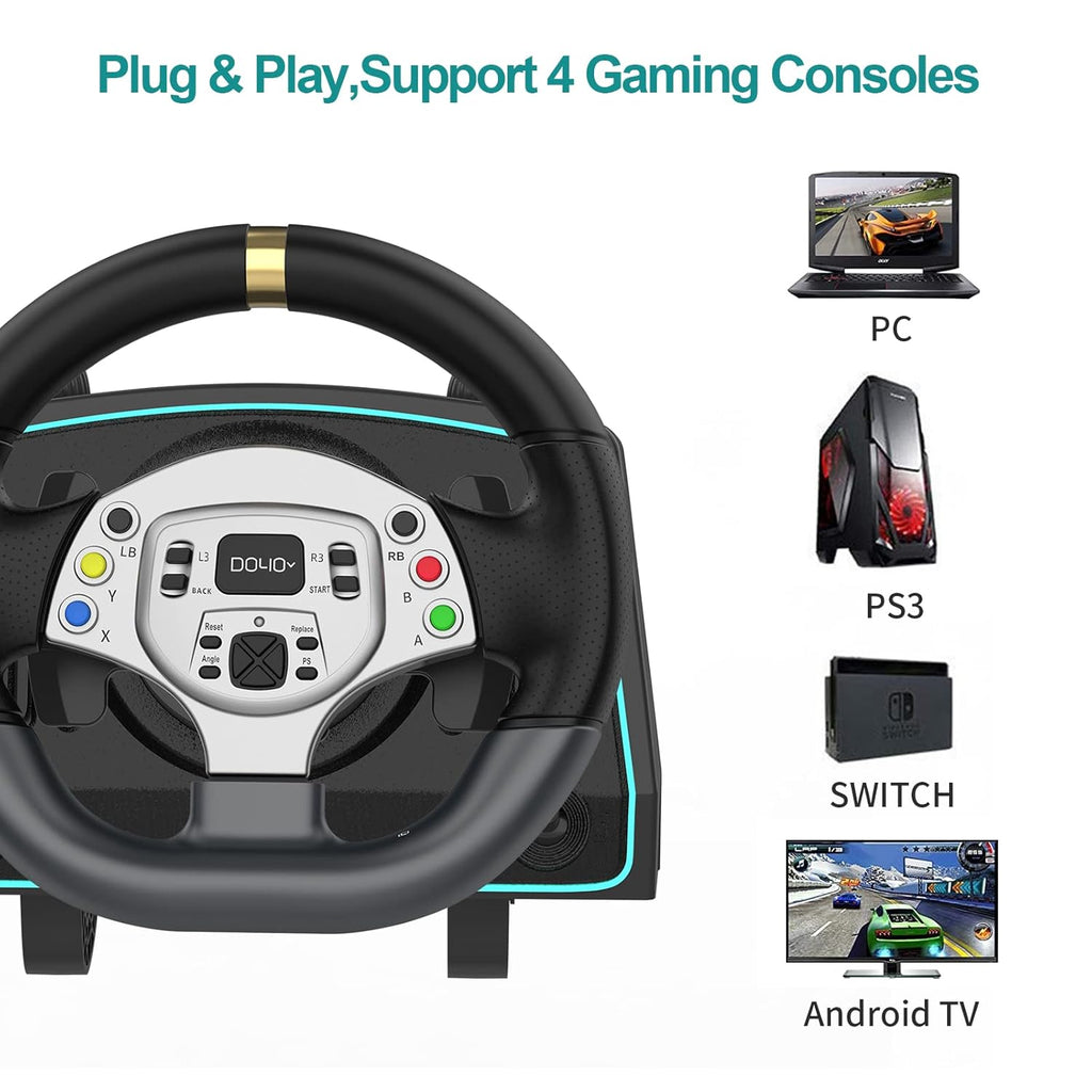Racing Wheel Gaming Steering Wheel Driving Simulator 270° Pro Volante PC Pedals Paddle Gear Shifters E743526