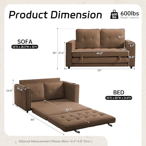 Dark Blue Convertible Sleeper Sofa O795