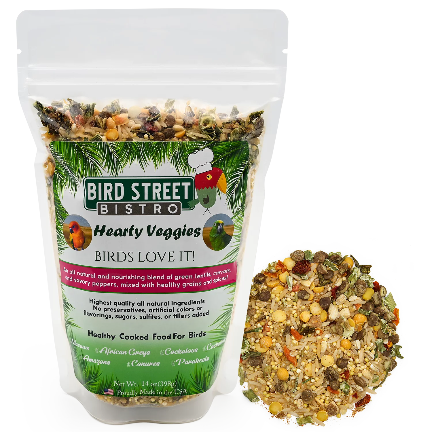 Hearty Veggies Parrot Food Natural Grains F6165
