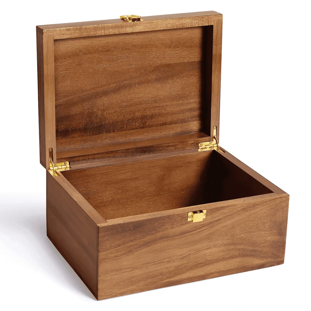 Acacia Wooden Storage Box with Hinged Lid T1535