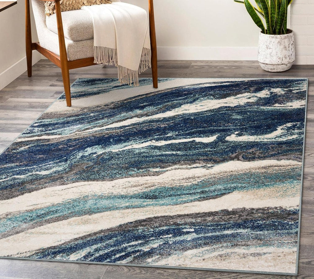 Blue 8x10 Art Deco Area Rug S106