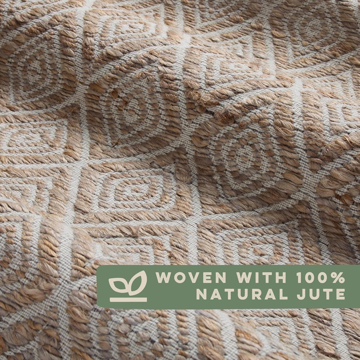 Textured Diamond Hand-Knotted Flatwoven 100% Natural Jute Area Rug, Brown, 6'x9' M469564