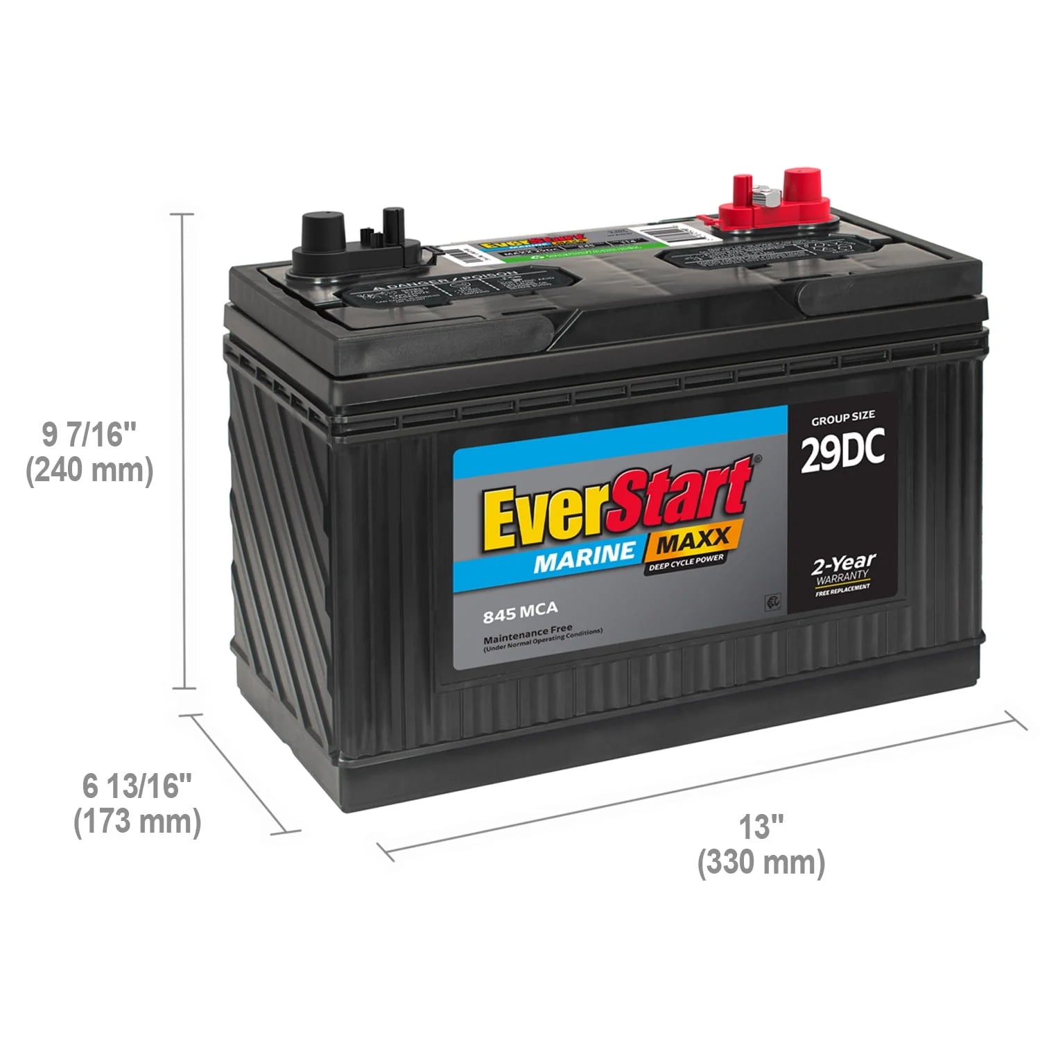 Group Size 29DC 12 Volt 845 CCA Marine Battery Z7963