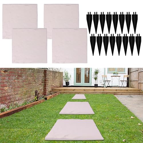 4 Pcs Large Plastic Stepping Stones with Ground Stakes J50540