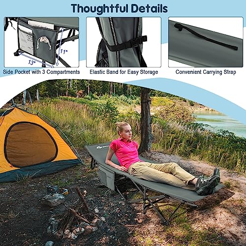 Blue Folding Camping Cot with Carry Bag H6520