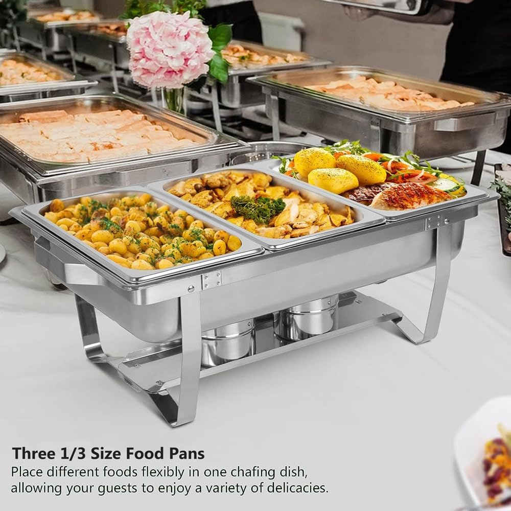 8 Quart Stainless Steel Chafing Dish Set with Food Pans W801485