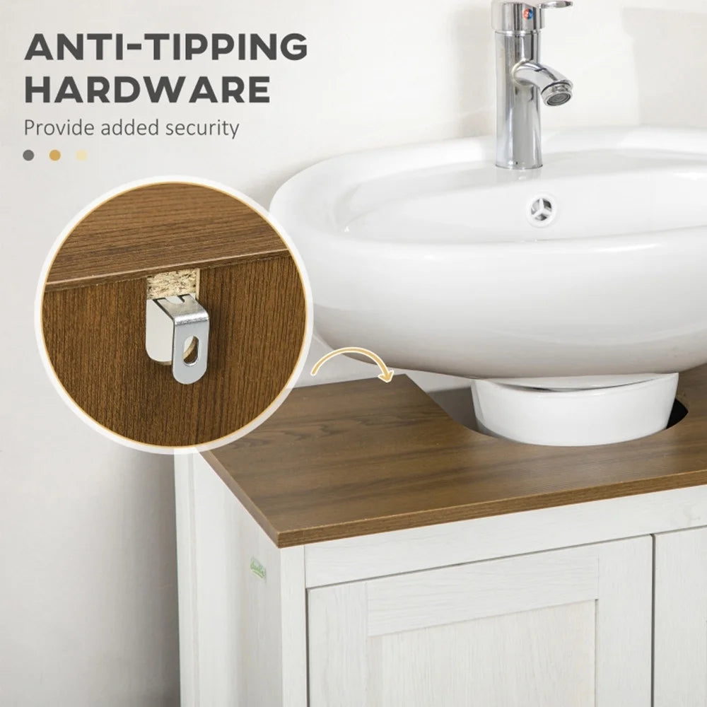 Antique White Walnut Under Sink Cabinet with Double Doors Y973