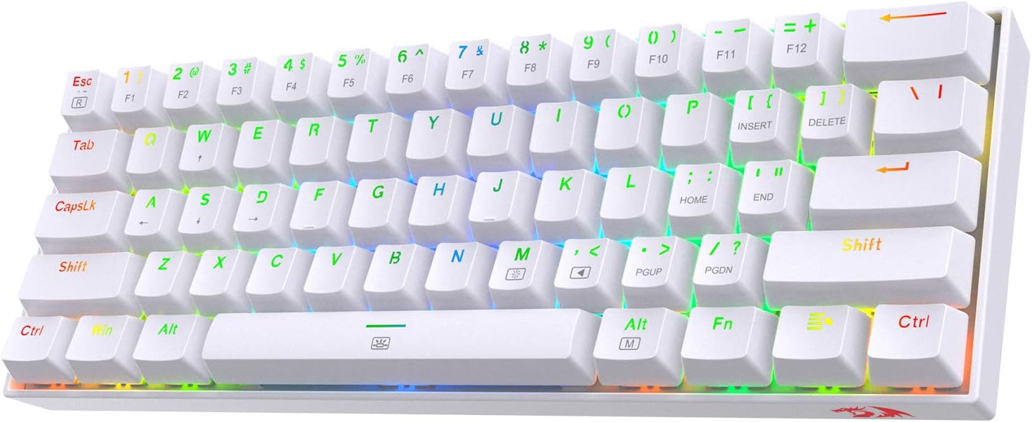60% Wired RGB Gaming Keyboard, 61 Keys Compact Mechanical Keyboard with Linear Red Switch, White Pack of 2 T6807