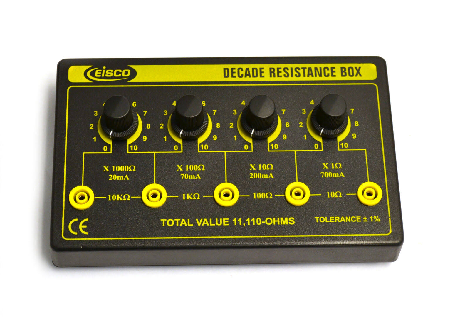 4 Decade Resistance Box, 0 - 11,110 Ohms, 0.5W Resistors T842