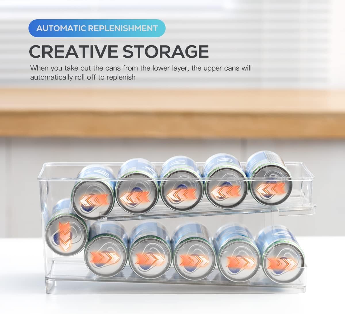 Clear Plastic Soda Can Organizer, Holds 12 Cans M7362