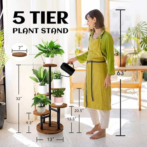 5 Tier Metal Wood Plant Stand S34975