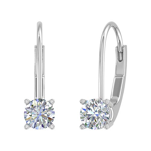 1/2 Carat Diamond Leverback Drop Earrings in 10K Gold W4476