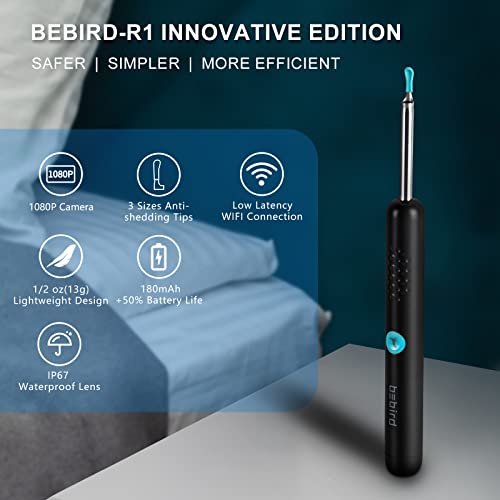 Black Wireless Otoscope with 1080P HD Camera F4614
