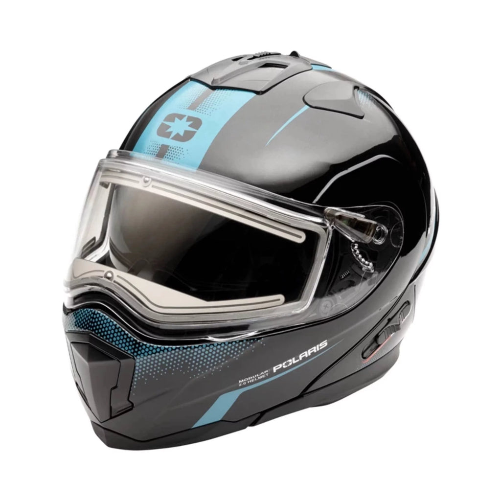 Black Teal Snowmobile Helmet F355156