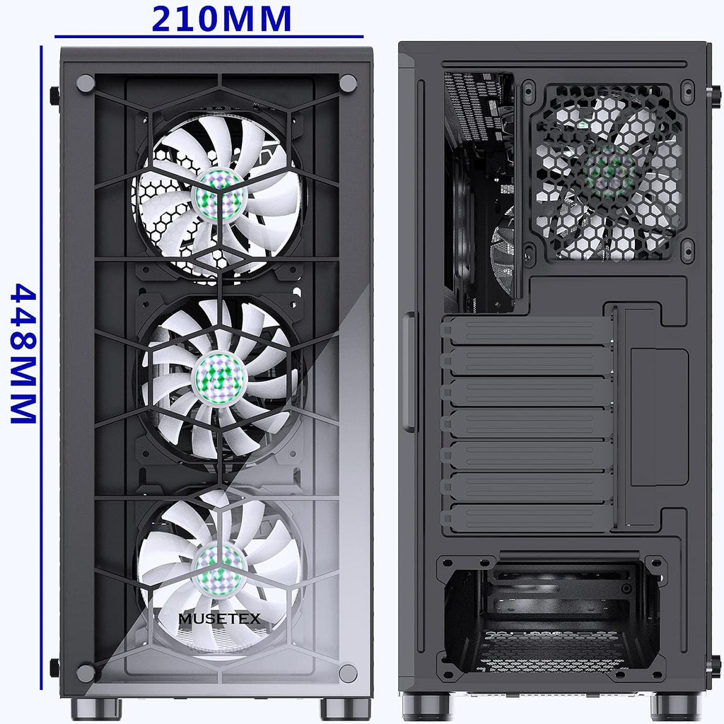 Black ATX Mid-Tower Computer Case with 2 Tempered Glass Panels and 6pcs 120mm ARGB Fans Q59995