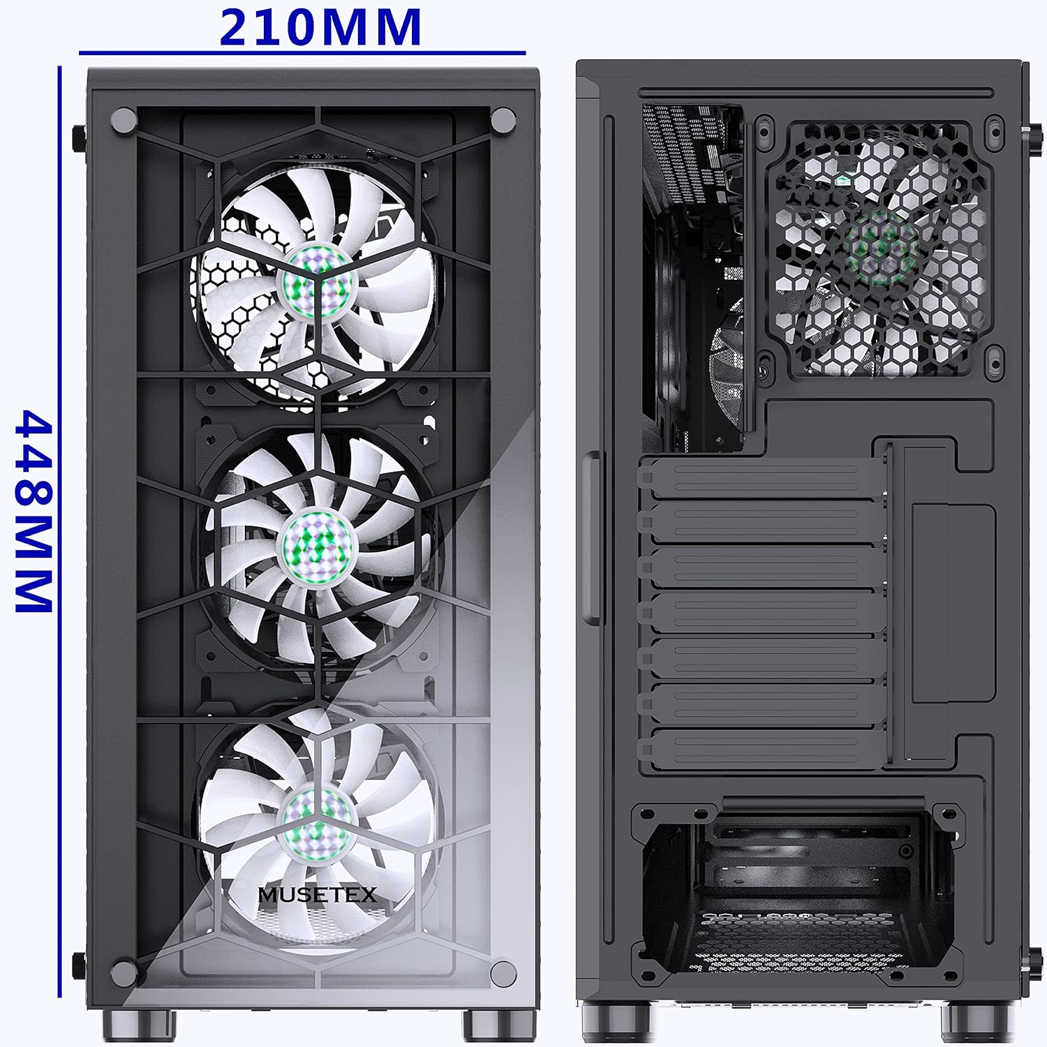 Black ATX Mid-Tower Computer Case with 2 Tempered Glass Panels and 6pcs 120mm ARGB Fans Q59995