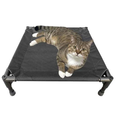 Elevated Dog Bed with Metal Frame, Cooling Raised Pet Cot (Small-18.5x18.5x5.5 inch, Black) Q499763