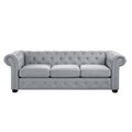 Light Grey 3-seater Tufted Sofa with Rolled Arms Y7095