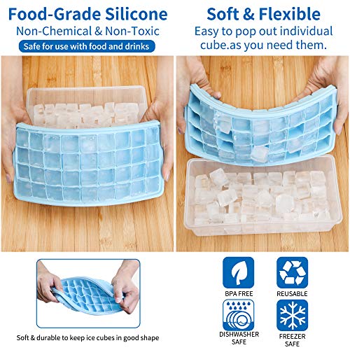 Food-grade Silicone Ice Cube Tray with Lid and Storage Bin, 36 Small Nugget Ice Maker Q657