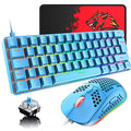 60% Wired Mechanical Gaming Keyboard and Mouse Combo, Ultra-Compact Mini 62 Keys Type C Chroma 20 RGB Backlit Effects, 6400 DPI Lightweight Gaming Mouse with Honeycomb Shell R490