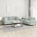 Light Gray Velvet 2 Piece Sofa Set Z375801