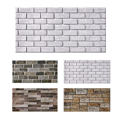 10Pcs 3D Wall Panels Peel and Stick PVC Faux Stone Backsplash E9054