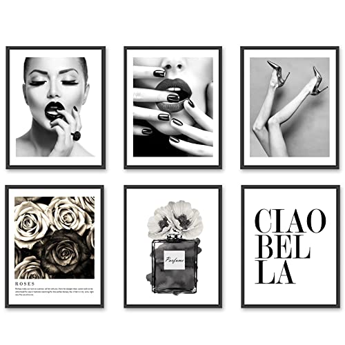 Set of 6 Black and White Unframed Canvas Posters 8x10in H874529