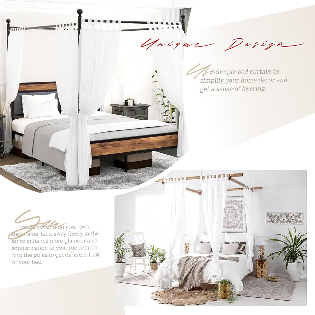 8 Panels White Sheer Canopy Curtains (42"x74") Z4851