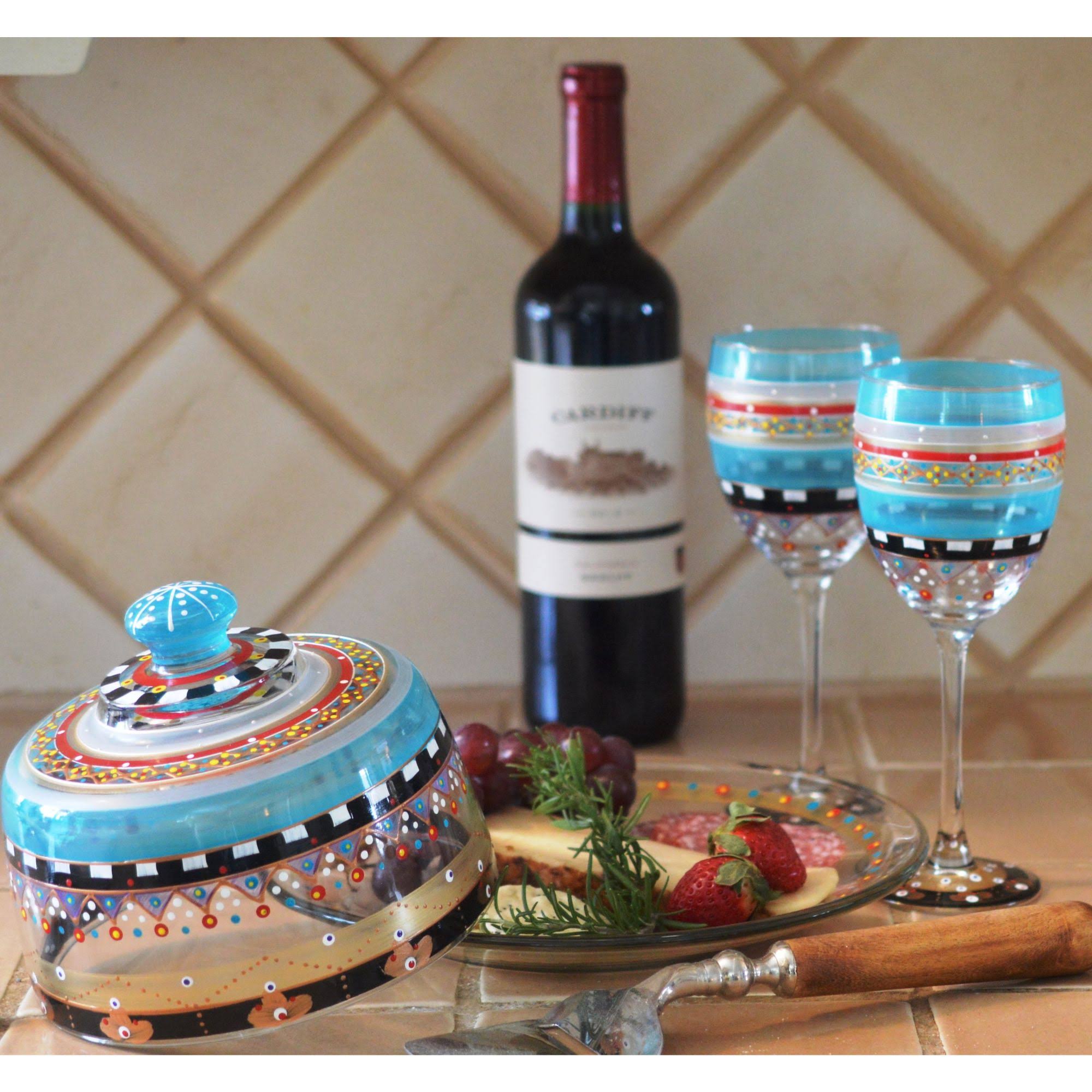 Set of 2 Hand Painted Wine Glasses, 10.5 oz. O8076