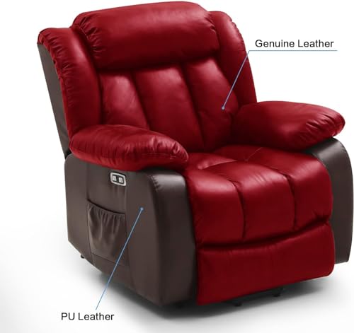 Black Genuine Leather Electric Power Lift Recliner with Massage and Heating R982