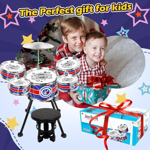 Blue 5 Drums Kids Jazz Drum Set with Stool M21715