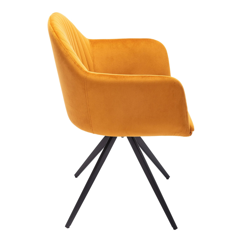 Cognac Velvet Swivel Arm Chair O403