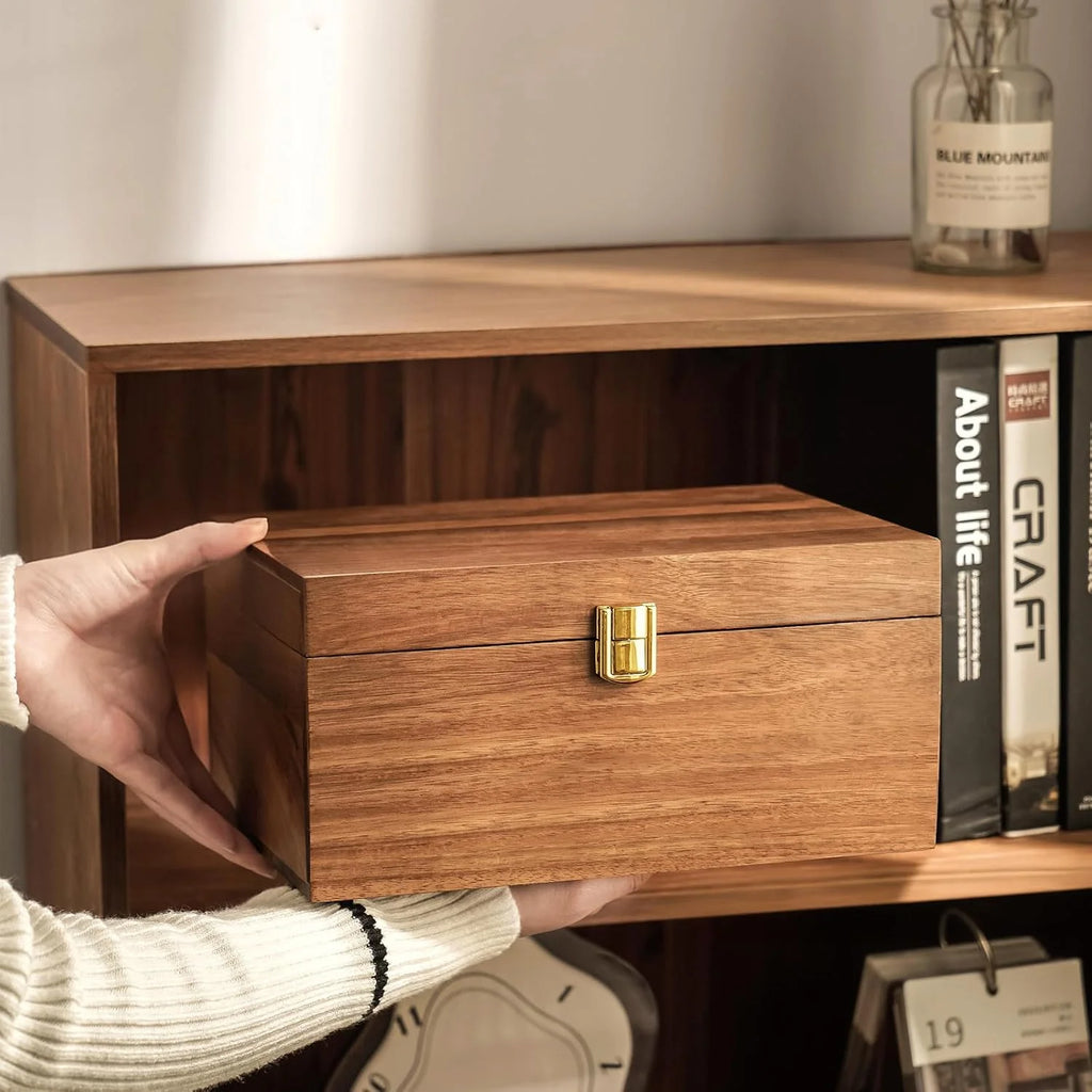 Acacia Wooden Storage Box with Hinged Lid T1535