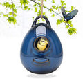 Blue Ceramic Hanging Birdhouse Q69598