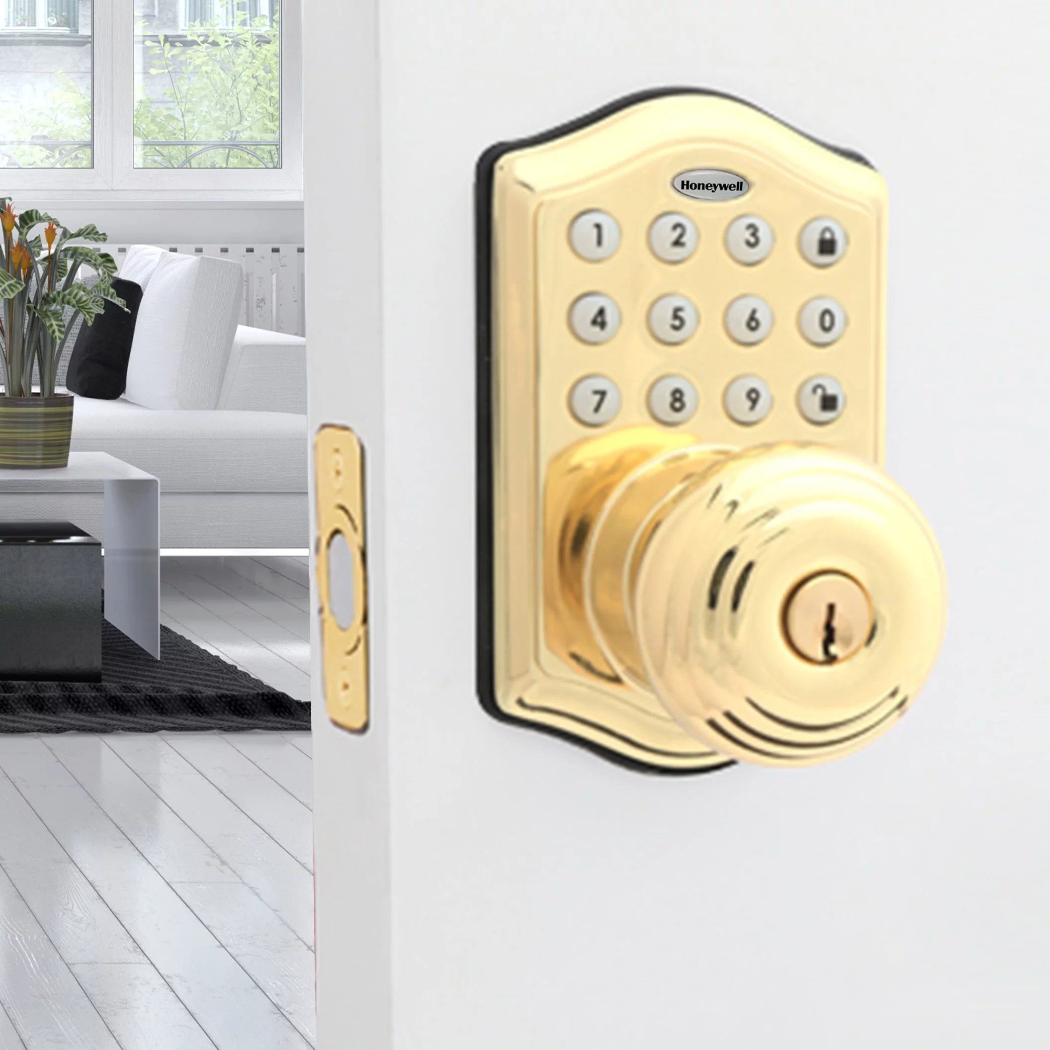 Polished Brass Electronic Entry Door Lock I232033
