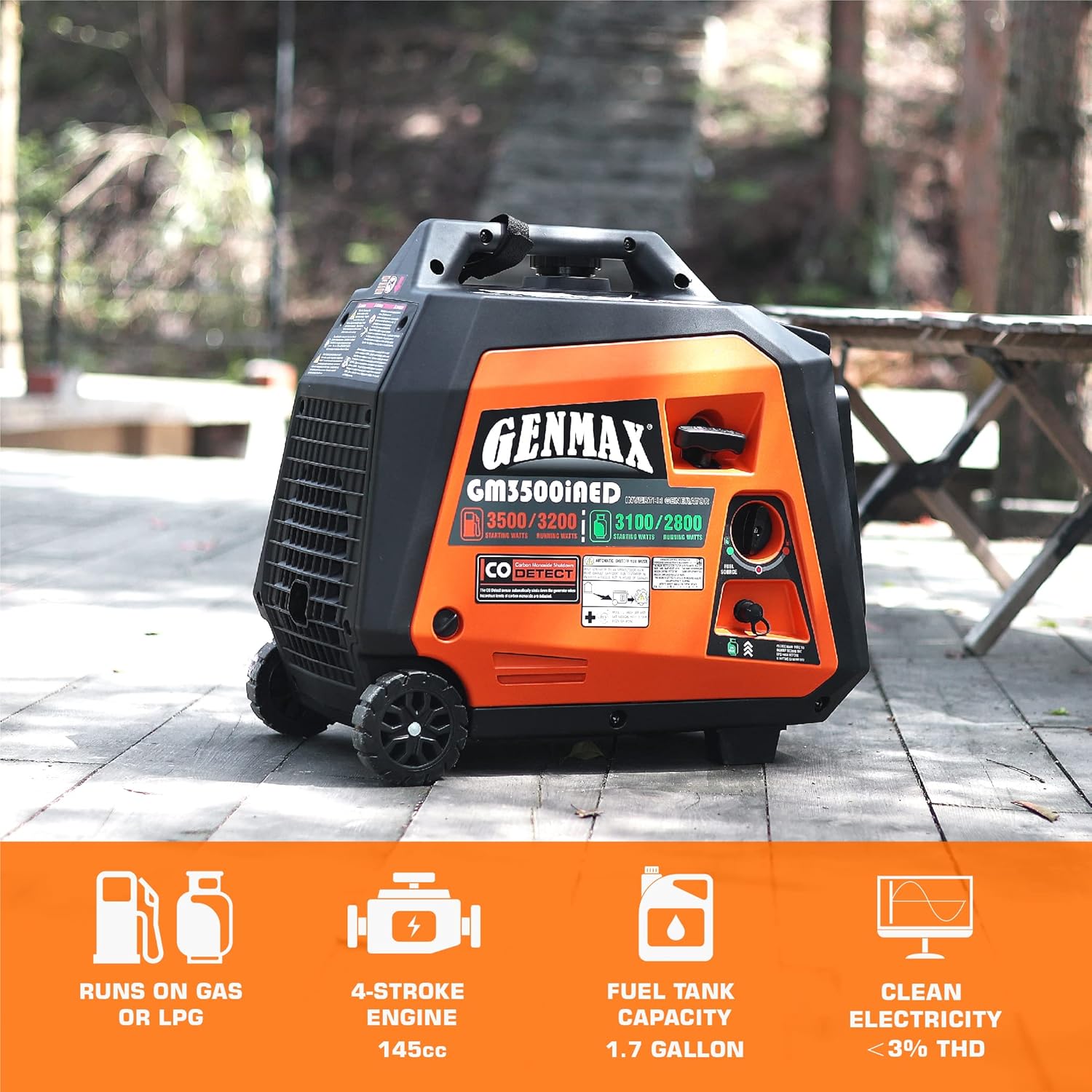 3500W Portable Inverter Generator with Remote/Electric Start P504214