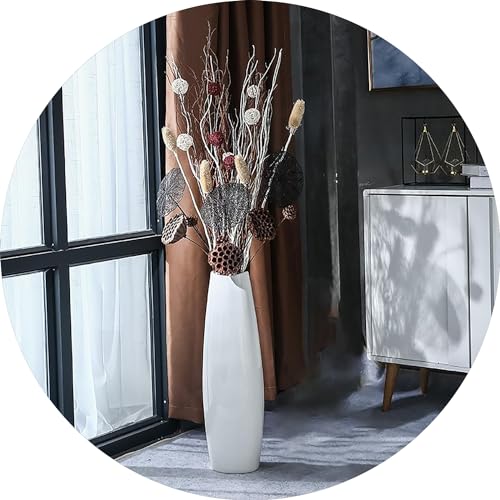White Ceramic Tall Floor Vase 22.8 Inch T71486